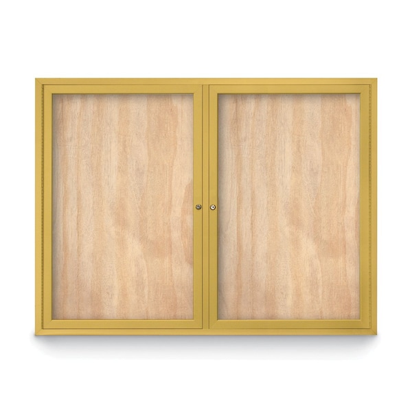 Slim Enclosed Corkboard, 11"x13-1/2", Bronze Alum Frame/Buff